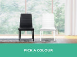 Artiss Dining Chairs Set of 4 Leather Channel Tufted Black DINING-B-C02-BK