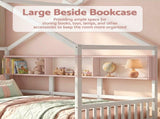 Artiss Kids Single Bed Frame with 3 Storage Bookcase & 2 Drawers House Bed Solid Wood Montessori Bed WBED-F-DREGO-S-WH-DRAW