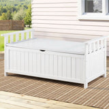 Gardeon Outdoor Storage Bench Box Wooden Garden Toy Tool Patio Furniture White ODF-OSB-WDL-WH