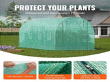 Walk-in Tunnel Greenhouse 14.6x6.36x6.3ft Galvanized Frame PE Cover Green V952-SDXWS15X7X7FO6TUWV0