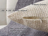 18" x 18" Decorative Throw Pillow with Inserts, Set of 2 Soft Modern Farmhouse Weave Pattern Throw V1258-DP02-C-3207