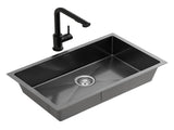 Cefito Stainless Steel Sink 60x45CM With Pull Out Mixer Tap Kitchen Basin Single Bowl Black SINK-BLACK-6045-48
