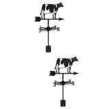 2-Pack Cow Weathervane Set - Direction Indicator for Roof, Garden, Patio Decorative Weather Vane V1369-AZ3-W-15689