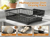 Cefito Dish Drying Rack for Kitchen Storage Organisation Kitchen Sink Organiser Dish Drainer DR-E-04-BK