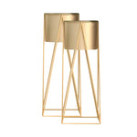 SOGA 2X 50cm Gold Metal Plant Stand with Gold Flower Pot Holder Corner Shelving Rack Indoor Display FPOTH52GLDX2