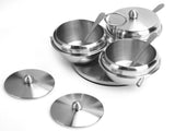 Stainless Steel Seasoning Pot Spice Salt Sugar Bowl Container with Rotating Storage Rack Lid Spoon V1294-YM0721-3118210032611