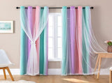 Panels Gradient Curtains Draperies for Girls Bedroom Living Room Double Window Curtains Thermal V1369-AZ3-W-18098