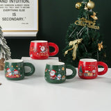 Christmas mug, ceramic mug, mug with lid and spoon, Santa Claus mug, festive decor, Christmas gift, V1106-128-68671-COL-FAN