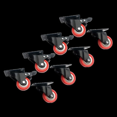 8 x 2" Polyurethane Castor Wheels - Swivel and 4 with brake V63-824101