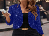 Sparkly Women'S Jacket Sheer Jacket Women'S Outerwear Fashion Jacket Glamorous - Sky Blue - Size XL V1106-948-62541-SKY-XL