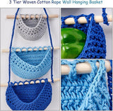 3 Tier Hanging Fruit And Vegetable Basket, Removable Woven Cotton Rope Wall Organizer For Kitchen V1237-ZY-807-264
