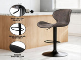 Artiss 2x Bar Stools Kitchen Swivel Gas Lift Counter Chair Wing PE Rattan Brown BA-K-1004-BRX2