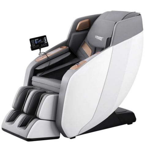 Livemor 4D Massage Chair Electric Recliner Double Core Mechanism Massager ROWA White MASCHR-4D-ROWA-WHGY