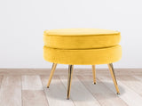 Ottoman Foot Stool Velvet Fabric Metal Leg Round YELLOW V274-FT-VST-1596-YE