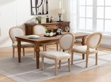 AADEN 4x Linen Dining Chairs with Solid Wood Legs- Beige V226-SW1845BG-2