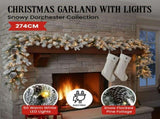 Christabelle 2.7m Christmas Garland Snowy with Lights Dorchester Tree Decoration Ornament 112_NATSD274E