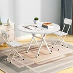 SOGA White Dining Table Portable Round Surface Space Saving Folding Desk Home Decor TABLERD722