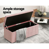 Artiss Storage Ottoman Blanket Box 103cm Velvet Pink OTM-8101-VEL-PK