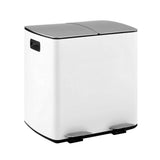 Cefito Pedal Bins Rubbish Bin Dual Compartment Waste Recycle Dustbins 40L White RB-40L-2P-WH