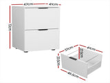 Artiss Filing Cabinet Files Storage Office Shelves File Organiser White 2 Drawer FURNI-B-CAB-2T-WH
