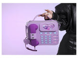 Purple Sweet Girl Creative Crossbody Bag with Telephone Design, PU Material, Lightweight and Unique V888-ELOSUNG17036