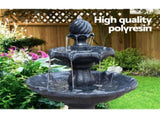Gardeon Solar Water Feature 3-Tier Fountain with Pump Kit Bird Bath 93CM Black FOUNT-3LVL-BK