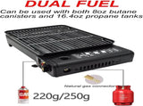Portable Gas Grill with Removable Grate & Carry Case Dual Fuel Outdoor Stove for Camping, Backyard V1107-CS-BXSKSSKL