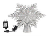 Christmas Tree Topper Projector Light LED Rotating Snowflake Projection Lamp Decoration SilverUS V1294-YM0901-3119200143111