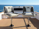 Seamanship 2X Folding Boat Seats with 2X Adjustable Pedestals 5575cm Marine Swivel Low Back 13cm BS-86202-GC-40-5575X2