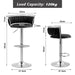 SERENIT Silver Swivel Upholstered Velvet Adjustable Height Counter Stool with Metal Frame Black V255-GP2311R-BLACK