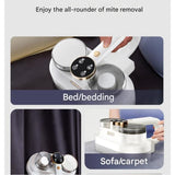 White Handheld Cordless Dust Mite Vacuum Cleaner LED Sanitizing Mattress Cleaner Dual Cup Separation V888-ELOSUNG53523