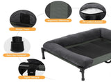 Large Oversized Raised Dog Bed with Cooling Bolster Lounger V767-P-XD128-GY-LG1