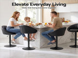 Artiss Bar Stool X2 Gas Lift Adjustable Rounded Shell Backrest PU Leather Black BA-TW-W1061-BKX2