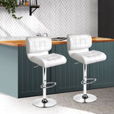 Artiss 2x Bar Stools Gas Lift Leather Padded White BA-TW-4059-WHX2