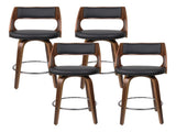 Artiss 4x Bar Stools Swivel Leather Chair 76cm BA-TW-8569-H76-BKX4-AB