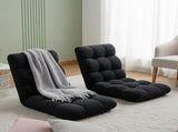 Artiss 2X Lounge Sofa Bed Flannel Fabric Black FLOOR-SBL-M193-S-BKX2