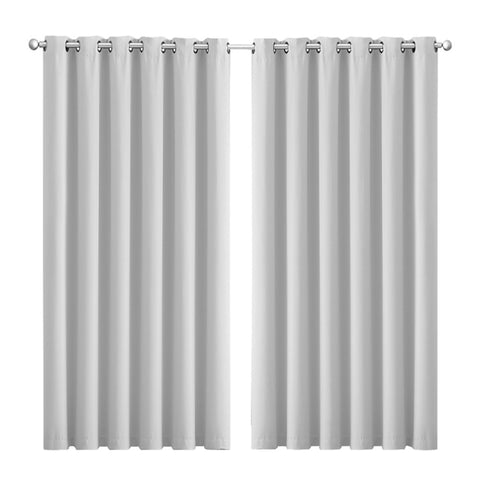 2x Blockout Curtains Panels 3 Layers Grey CD1003-240X230-GY