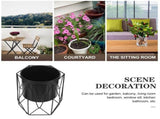 Set of 2 Black Flower Pots with Stands, Indoor Decorative Plant Holders for Home and Office V1369-AZ3-W-20865