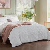 Tufted Boho Embroidery Quilt/Doona/Duvet Cover Set - White - King Size V493-JJXW-01K