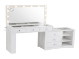 Artiss Dressing Table Mirror Charging Station Glass Top Makeup Vanity Desk RGB Cabinet Storage FUR-AG-DRESS04-WH-AB