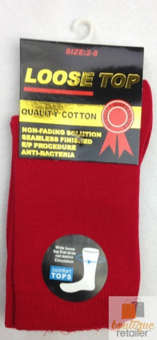 10x Pairs COTTON Rich LOOSE TOP SOCKS Medical Circulation Diabetic Comfort BULK - V563-10COTTONLTSOX-RED2-8