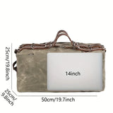 Retro Waxed Canvas Travel Bag, Large Capacity, Waterproof & Wear-Resistant, Crazy Horse Leather V1232-YLFBDJB-001
