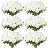 VEVOR 120 Pcs White Roses Artificial Flowers Realistic Bouquet Xmas Home Decor V952-RZMGHSBS120PXVJ3D001V0