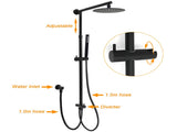 WELS Matt Black Twin Shower 8" Round Rain Head Set Sliding Rail Single Mode Handheld Mixer V1233-SC842BSS019CBLKSR108BKRD201B