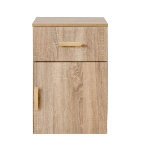 PORTO BEDSIDE TABLE - NATURAL OAK - SLIM - OVAL BRASS V164-ECS13STB05G