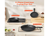 Cast Iron Skillet, 3 Pcs Frying Pan Set , Heavy-Duty Skillets with Heat-Resistant V952-ZTCGSJTCT681KMJDP001V0