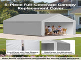 Carport Replacement Canopy, 6 x 4 m Potable Garage Tent Top Tarp with Sidewalls, UV-Resistant & V952-CKPB13X20FTHFHUUD001V0