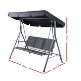 Gardeon Outdoor Swing Chair Garden Bench Furniture Canopy 3 Seater Mesh Black GSC-BST-LD2A-BK