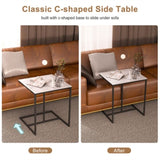 C Shape Sofa Side End Table Sintered Stone Black White V178-66798