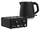 Pronti Silver Noir Collection 4 Slice Toaster and Kettle Bundle KTTS-C02-GST-BK